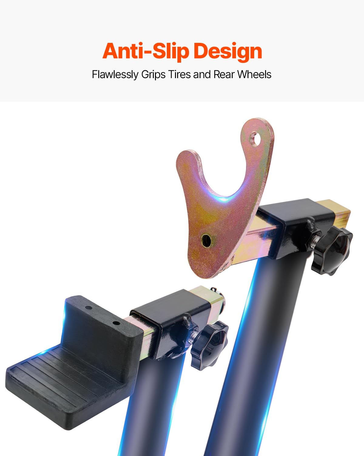 VEVOR rear stand in use on Suzuki motorcycle enabling easy maintenance