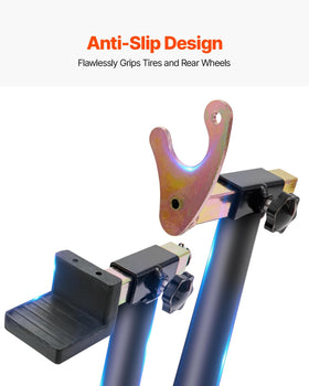 VEVOR rear stand in use on Suzuki motorcycle enabling easy maintenance