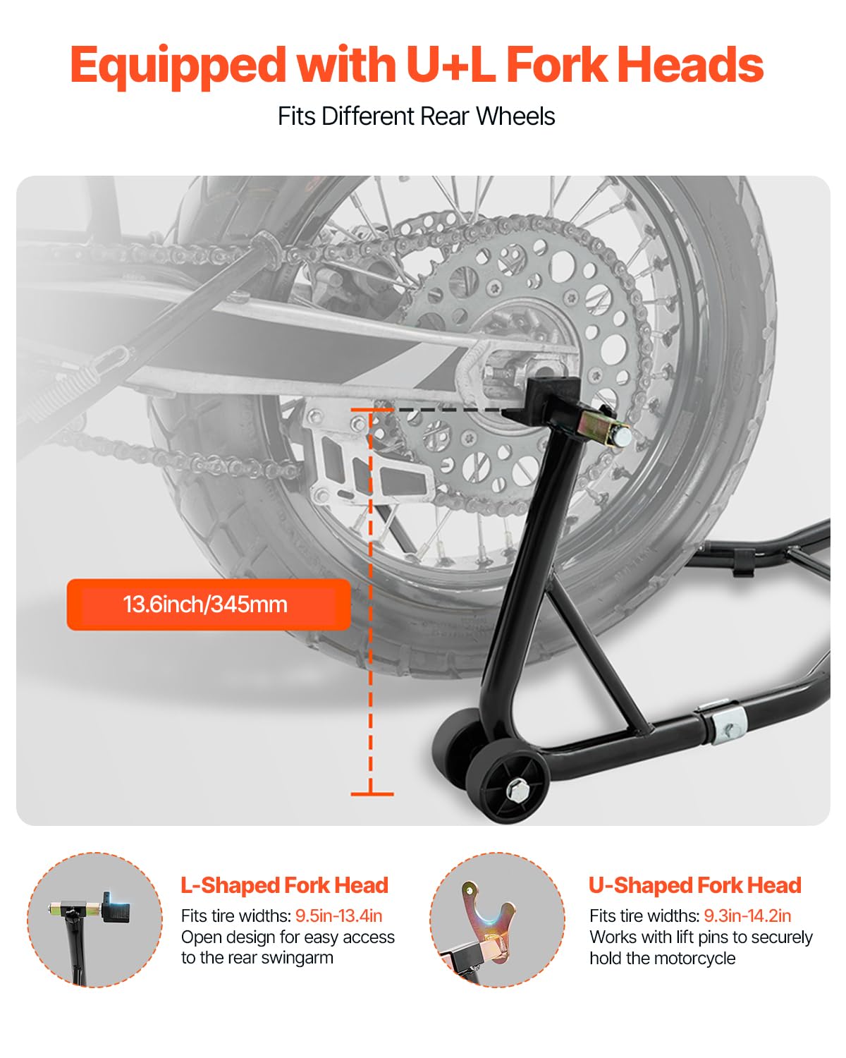 VEVOR L-shaped fork rubber sleeve detail protecting swingarm from scratches