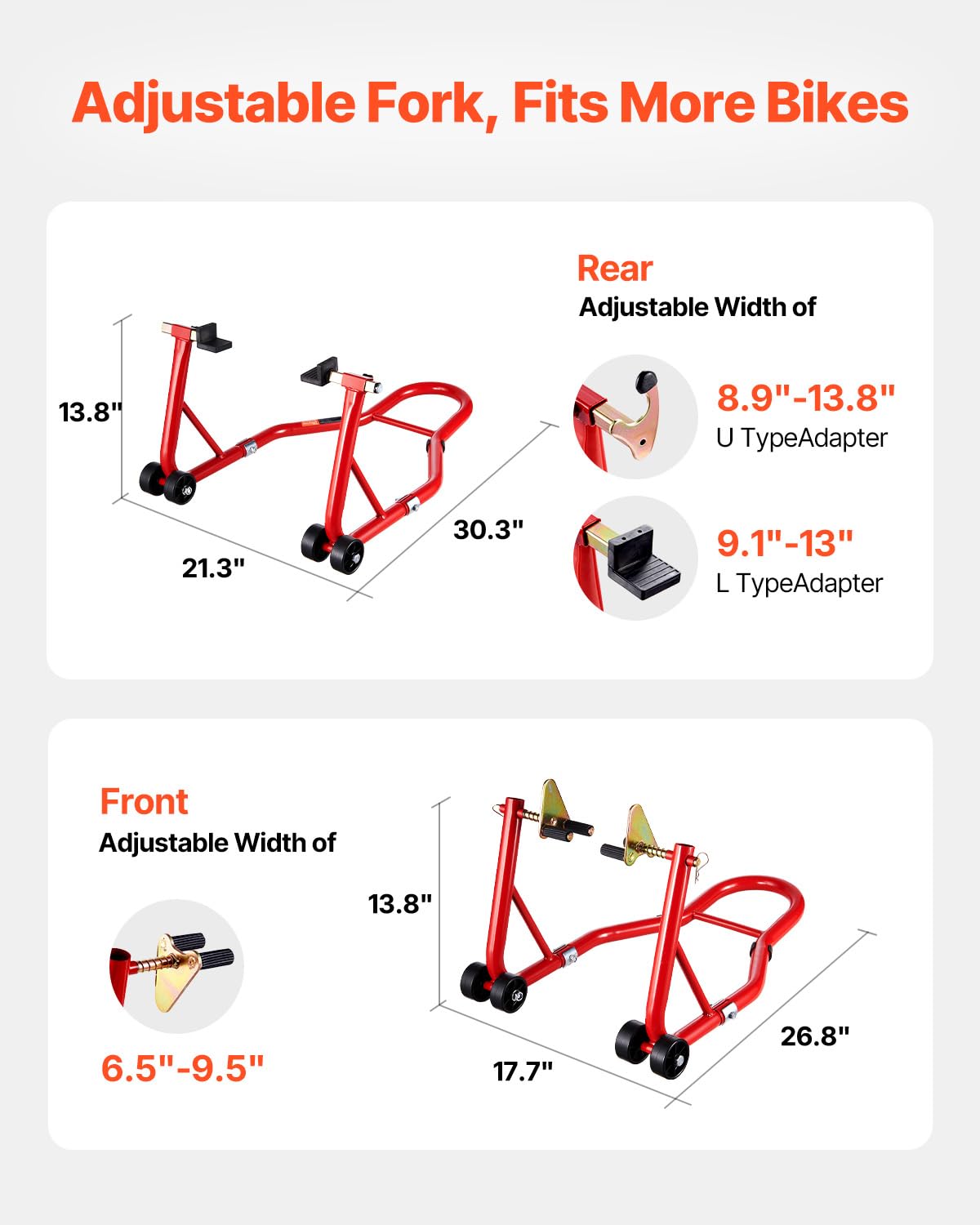 VEVOR rear U and L stands side view providing strong support