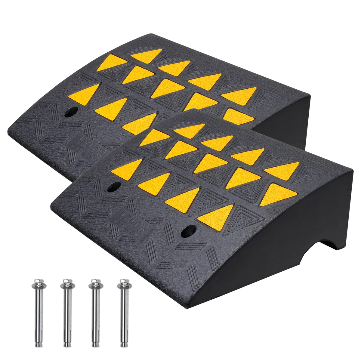 VEVOR curb ramp front view showing 6-inch rise and stable approach for vehicles