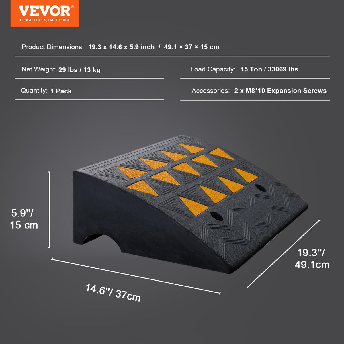 VEVOR ramp installed in driveway showing scale and vehicle use