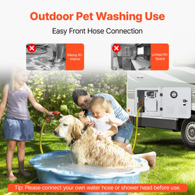 VEVOR front outdoor outlet in use for pet washing and campsite cleaning