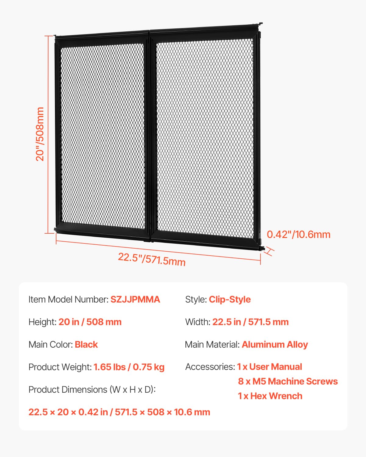 VEVOR protector next to handrail showing size and scale for easy measuring