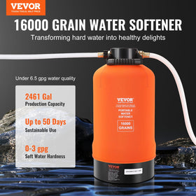 VEVOR close-up of resin valve showing durable components and reliable softening