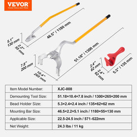 VEVOR tool next to ruler showing scale for correct sizing
