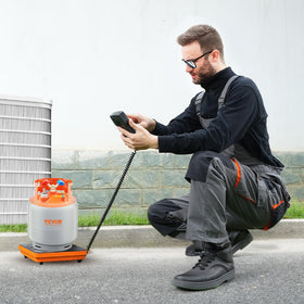 VEVOR scale weighing a refrigerant recovery tank for accurate charging