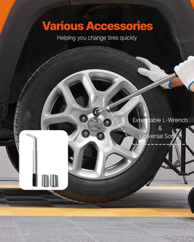 VEVOR scissor jack wide base detail providing strong stability during lifts