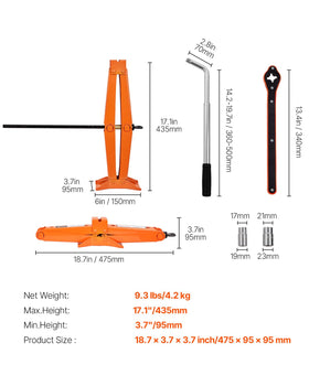 VEVOR scissor jack positioned under vehicle to demonstrate safe roadside use