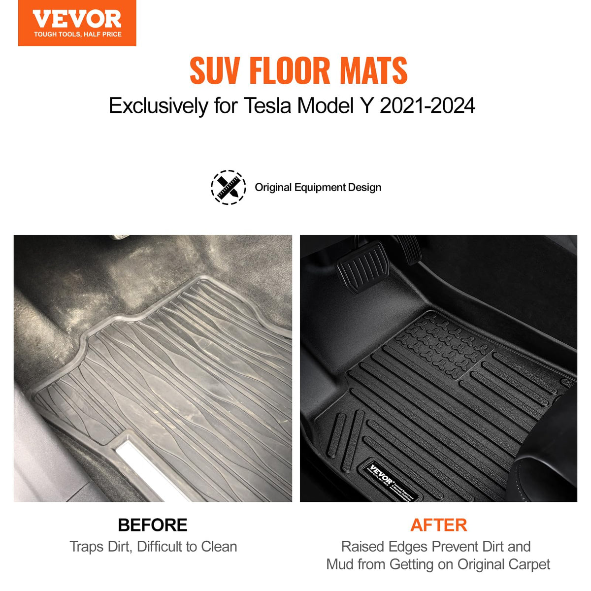VEVOR second-row liners covering footwells for complete defense
