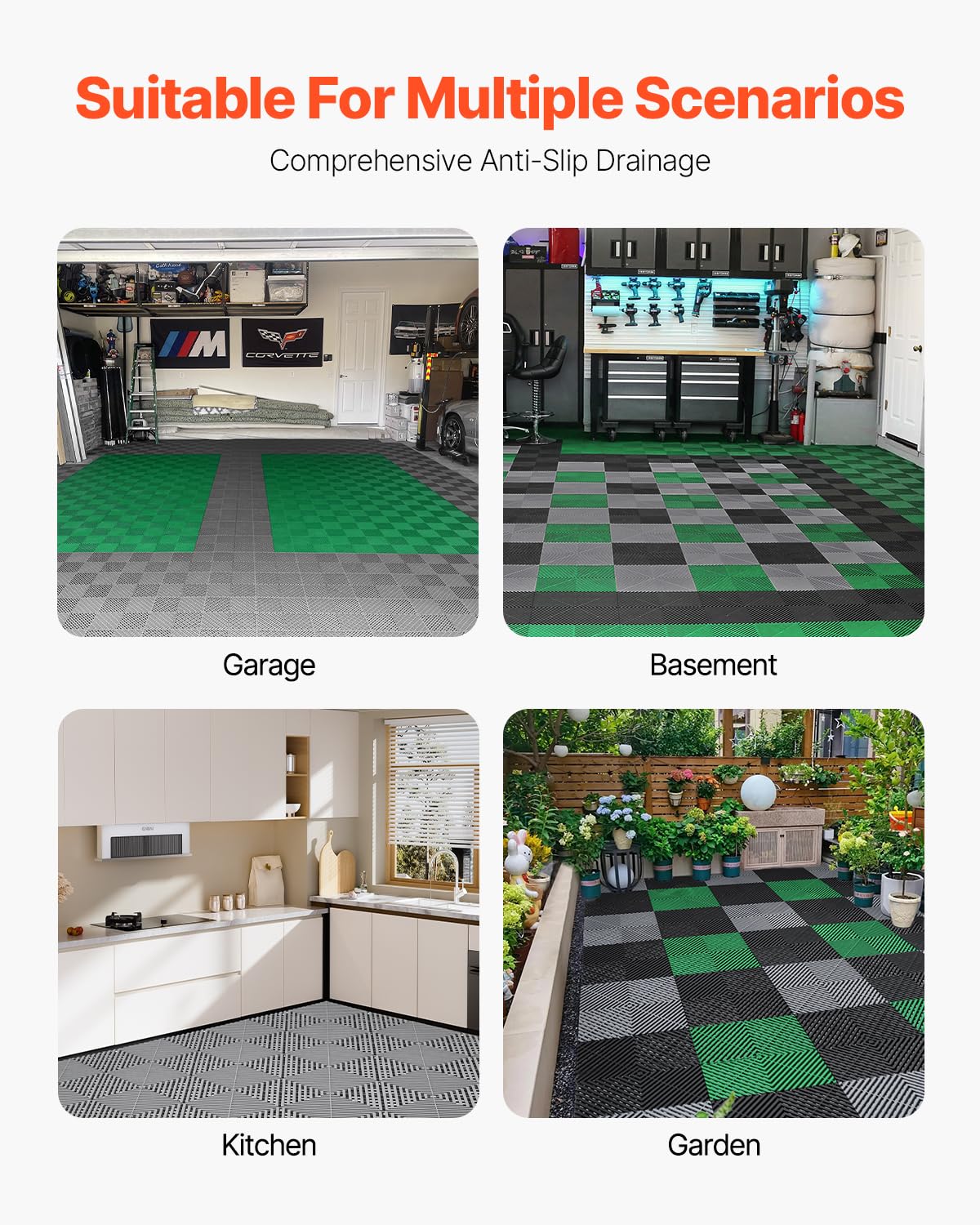 VEVOR tile used in a shower scene offering anti-slip drainage for wet areas