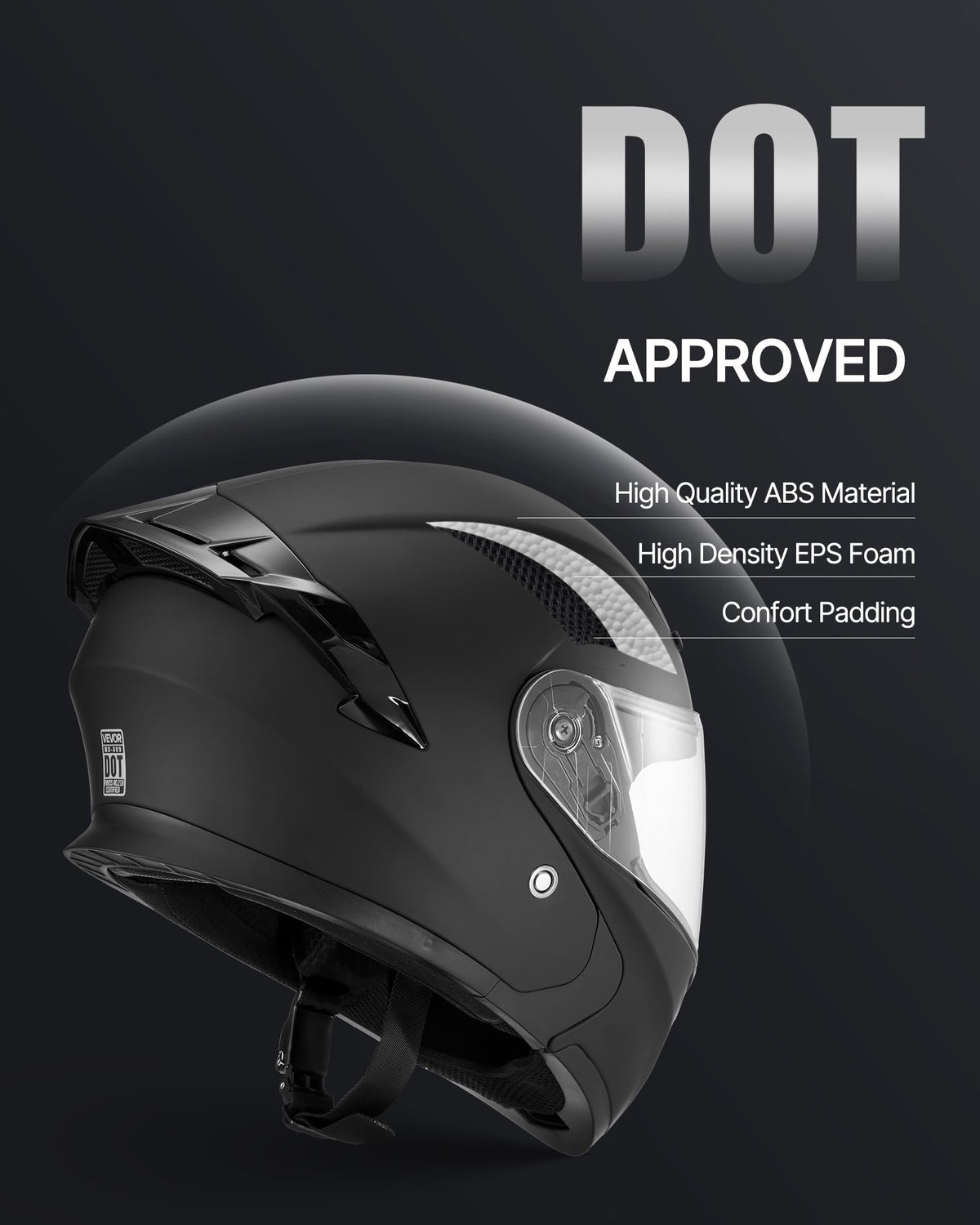 VEVOR side profile helmet displaying aerodynamic shape and sleek matte finish