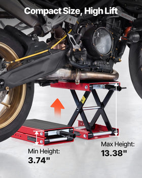 VEVOR side profile raised showing stable scissor frame and safe access
