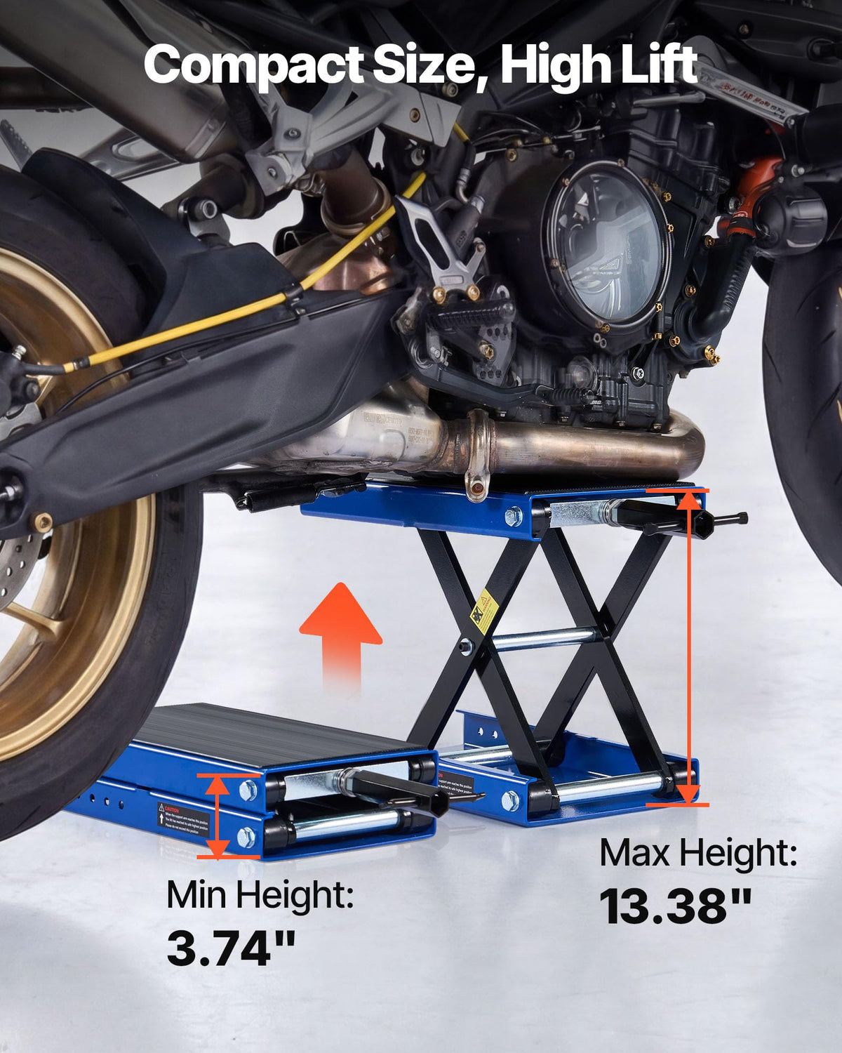 VEVOR side profile raised showing secure lifting height