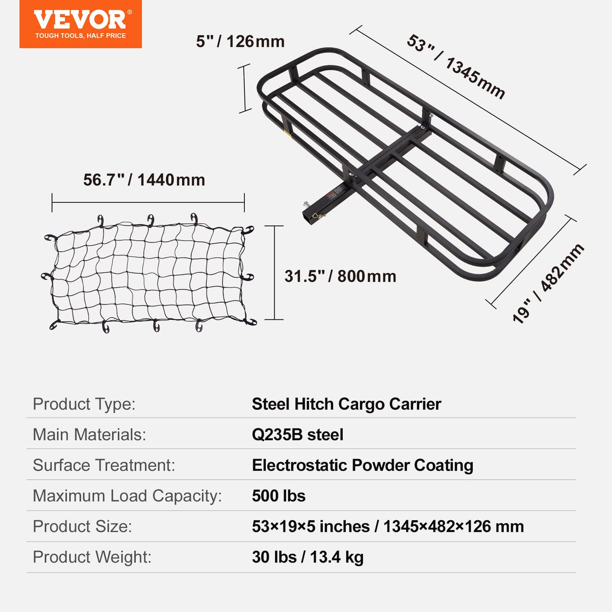 VEVOR carrier next to bicycle showing scale and capacity benefit