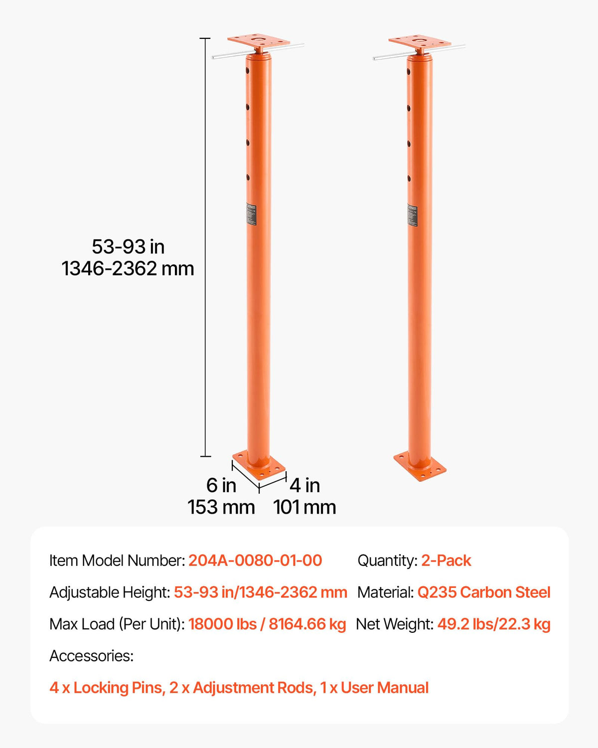 VEVOR post next to a person showing scale and easy handling