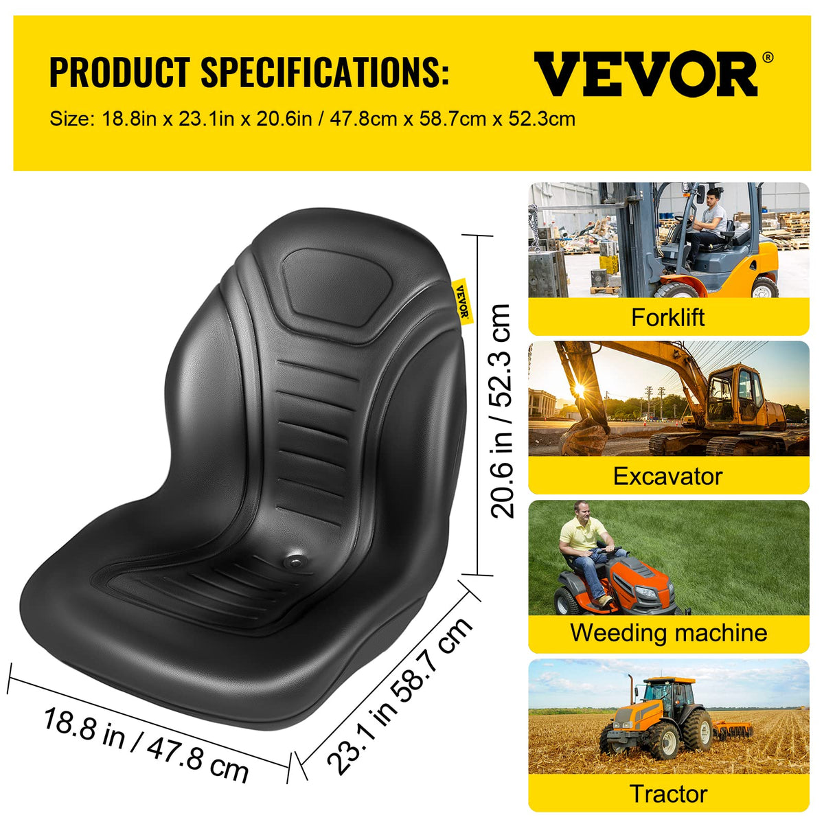 VEVOR size comparison with ruler showing mounting fitment clarity benefit