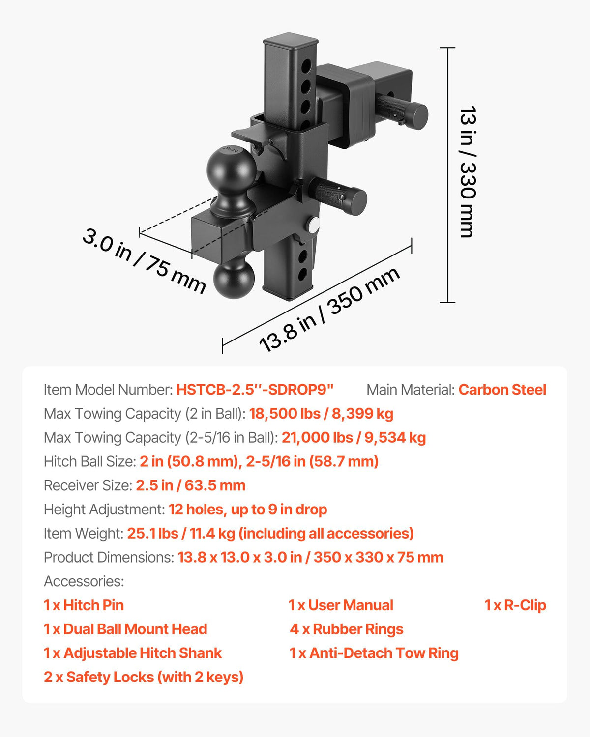 VEVOR size comparison with tools showing scale and easy handling benefit