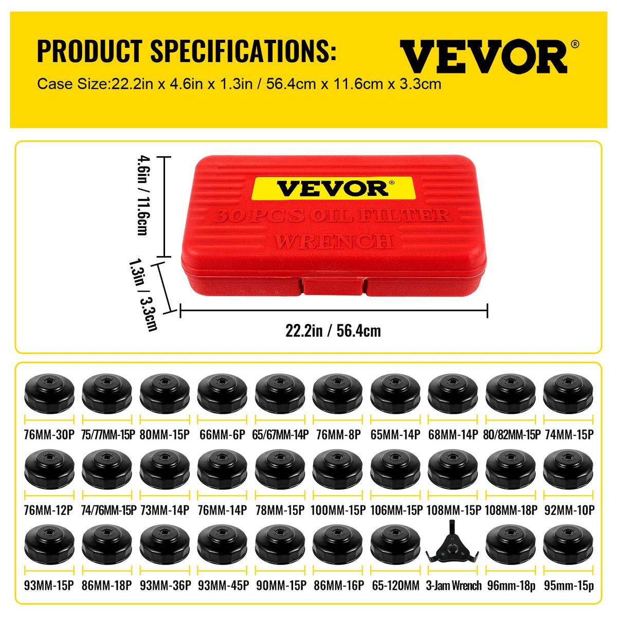 VEVOR stamped size markings on cups highlighting visible identification to speed selection and reduce mistakes