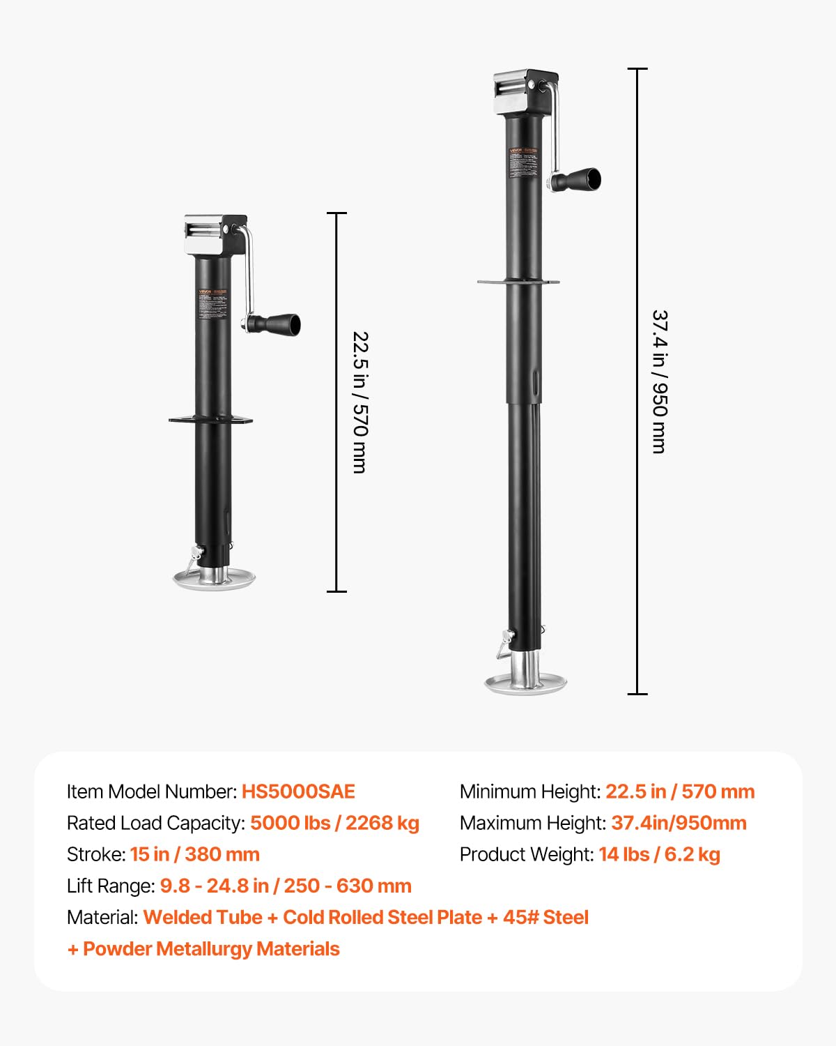 VEVOR size comparison on trailer tongue highlighting compact space-saving fit
