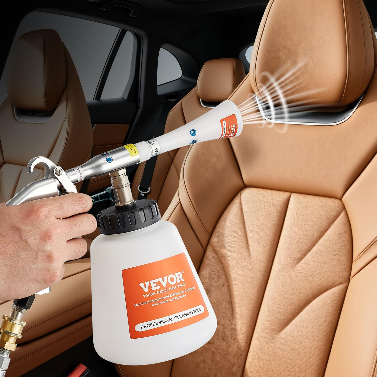 VEVOR scale shot with hand holding gun showing comfortable ergonomic size
