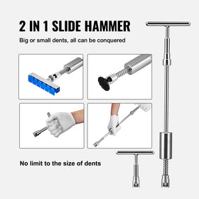 VEVOR 2-in-1 slide hammer detail illustrating convertible short and long pull capability