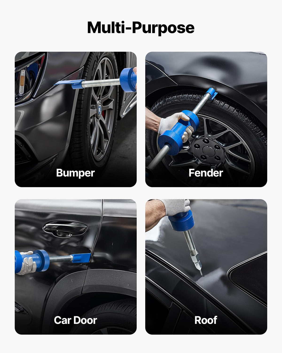 VEVOR cast-iron weight closeup highlighting pulling power for tough dents