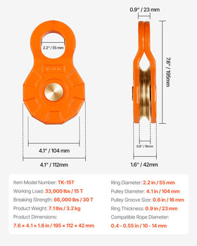 VEVOR snatch block held in hand for size comparison to show portability benefit