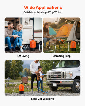 VEVOR connected to hose illustrating on-the-go soft water access for washing benefit