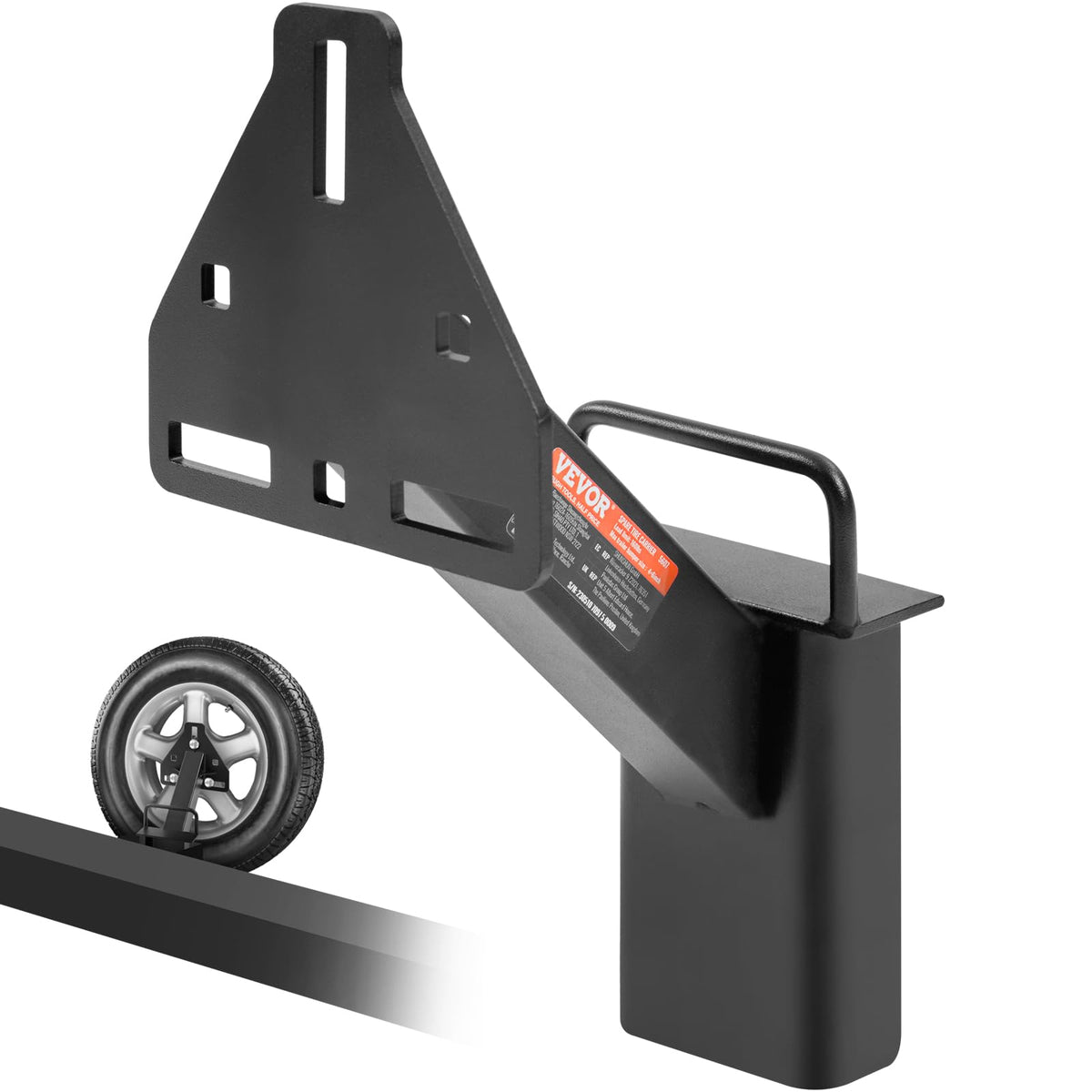VEVOR front view of spare tire carrier showing compact mounting and secure fit