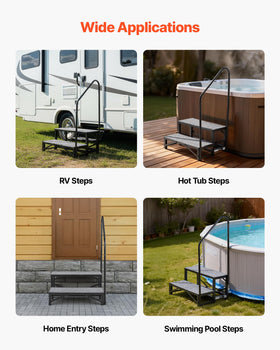 VEVOR stairs placed next to a hot tub illustrating safer access and comfortable stepping