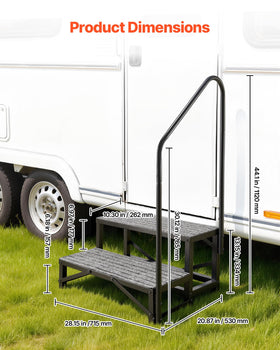 VEVOR handrail detail highlighting interchangeable left-right mount for added support