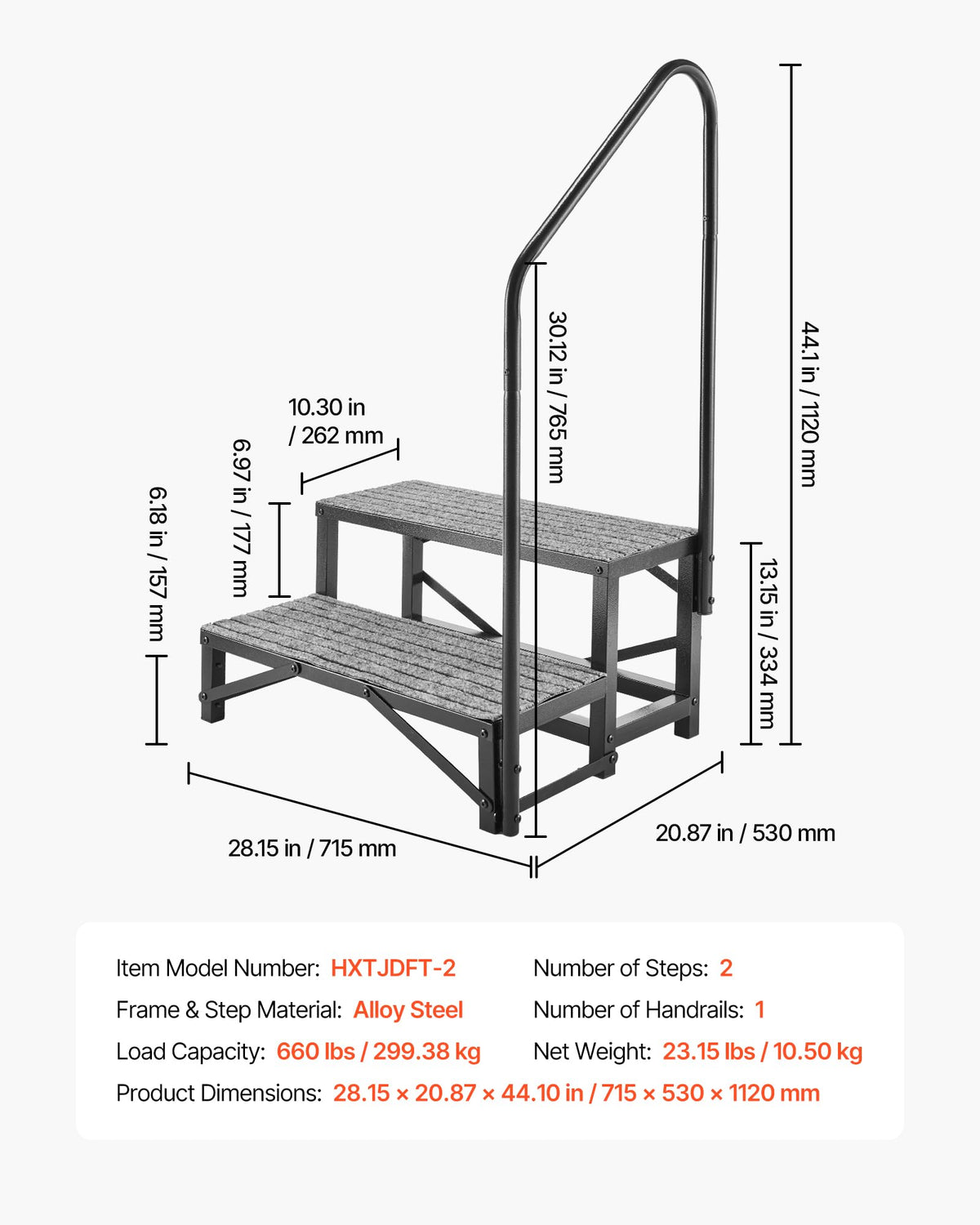 VEVOR powder-coated finish close-up resisting rust and suitable for outdoor conditions