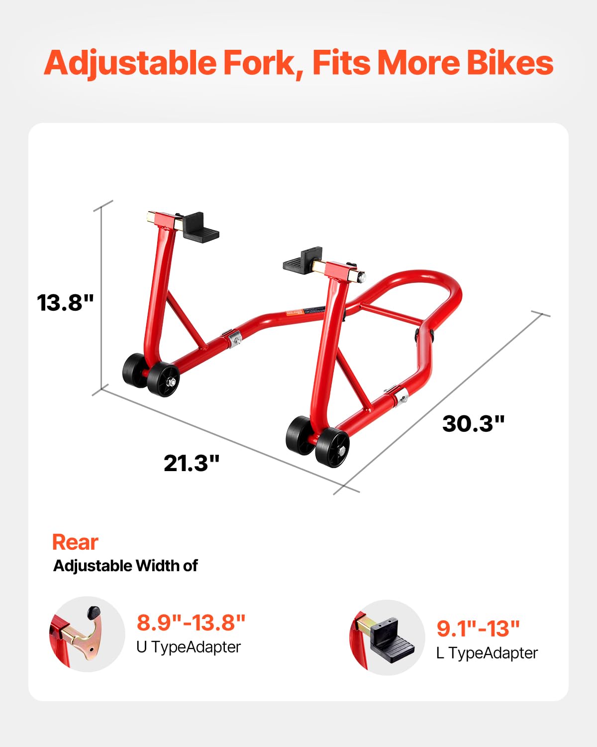 VEVOR U-shaped fork closeup with adjustable width, secure fit benefit