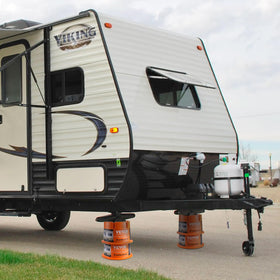 VEVOR blocks stored in RV compartment illustrating compact, convenient storage