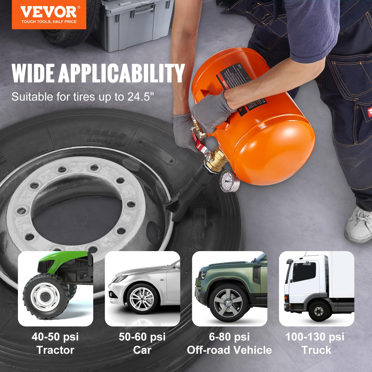 VEVOR pressure gauge closeup displaying clear dial, ensures accurate pressure monitoring