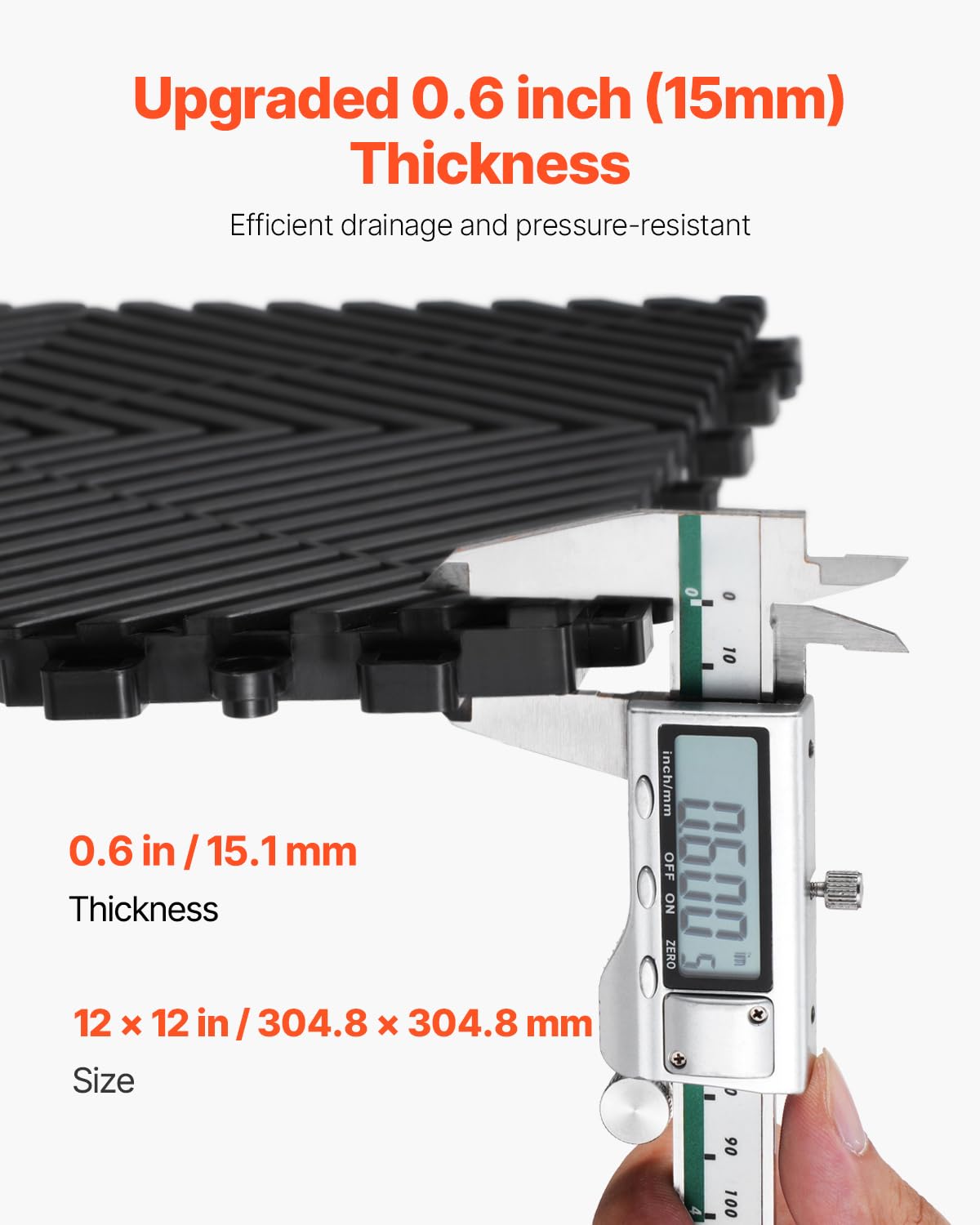 VEVOR 15mm thickness cross-section demonstrating strong support and load resistance