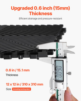 VEVOR cross-section showing 15 mm thickness and strong load support