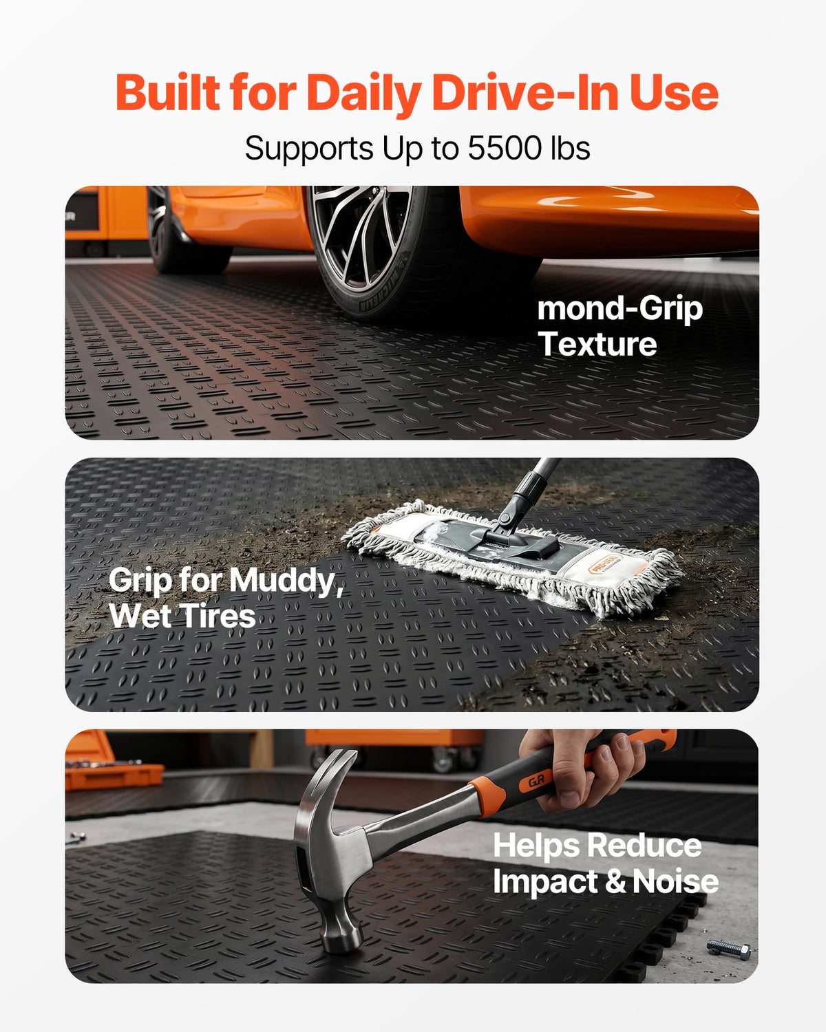 VEVOR tile thickness measured to show 0.53 inch durability and load resistance