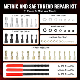 VEVOR taps detail highlighting heat-treated steel for durable thread chasing