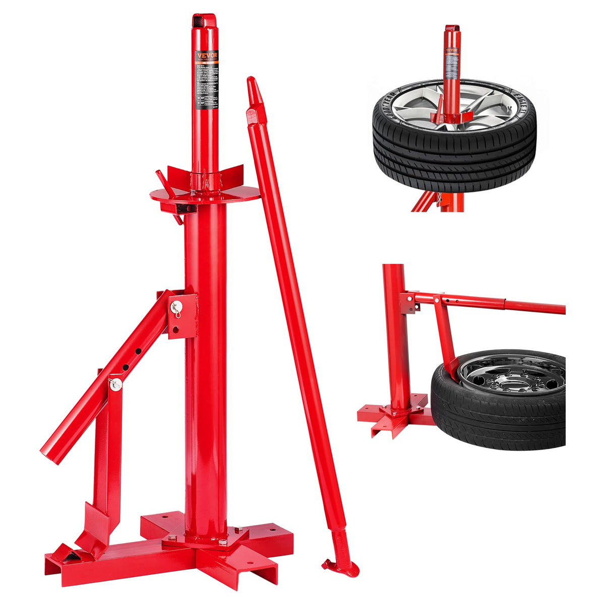 VEVOR front view of manual tire changer showing compact profile and portability