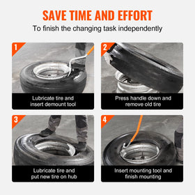 VEVOR tools engaged on a truck wheel in use, speeding roadside tire changes