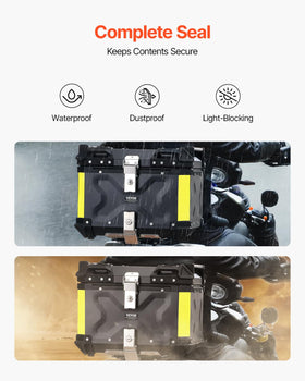 VEVOR top case leather lining detail showing padding benefit: protects fragile items
