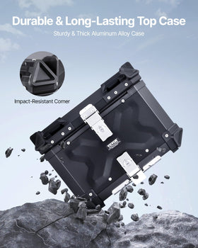 VEVOR top case open interior with leather lining and space benefit: organized storage