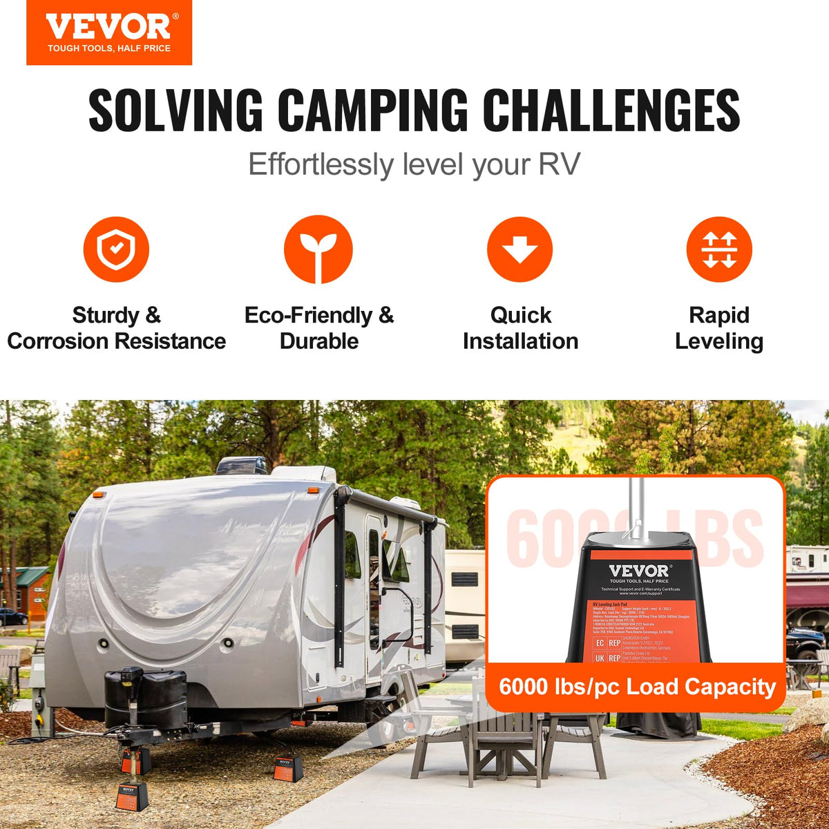 VEVOR top view showing stackable design and stable footprint benefit