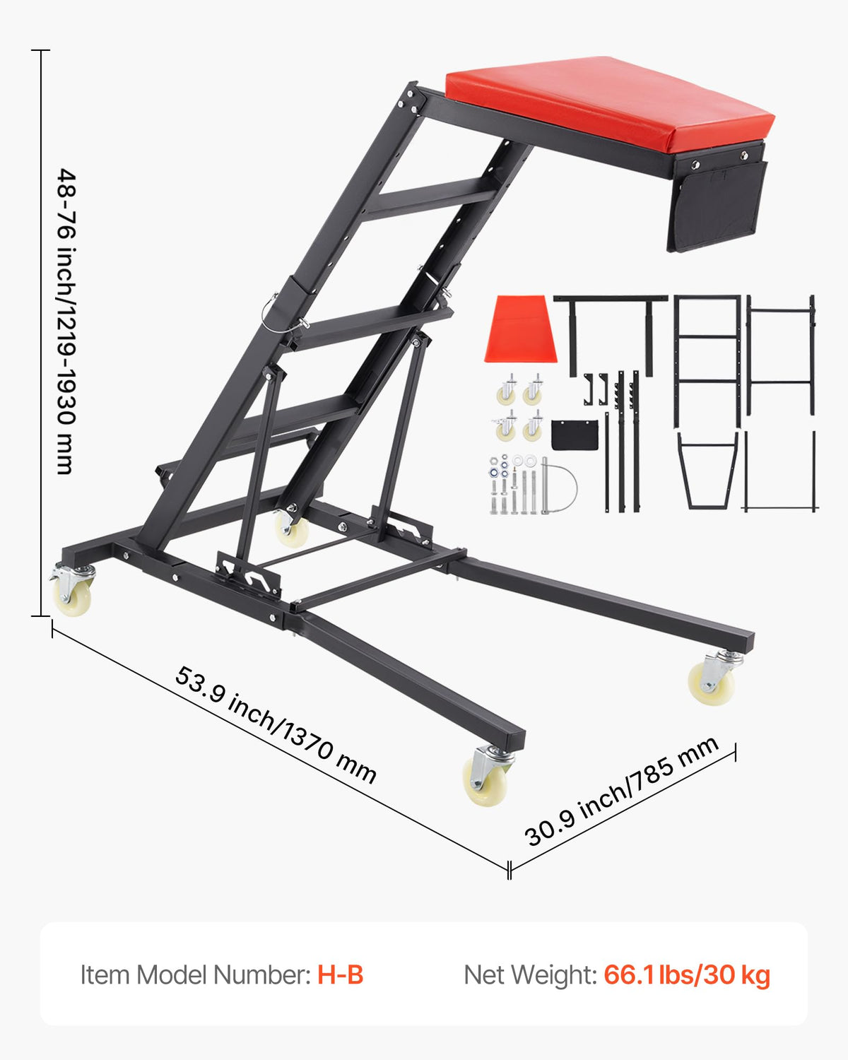 VEVOR topside creeper in use under hood improving access and ergonomics