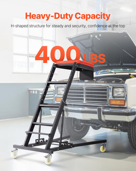 VEVOR topside creeper side profile illustrating adjustable length and angles