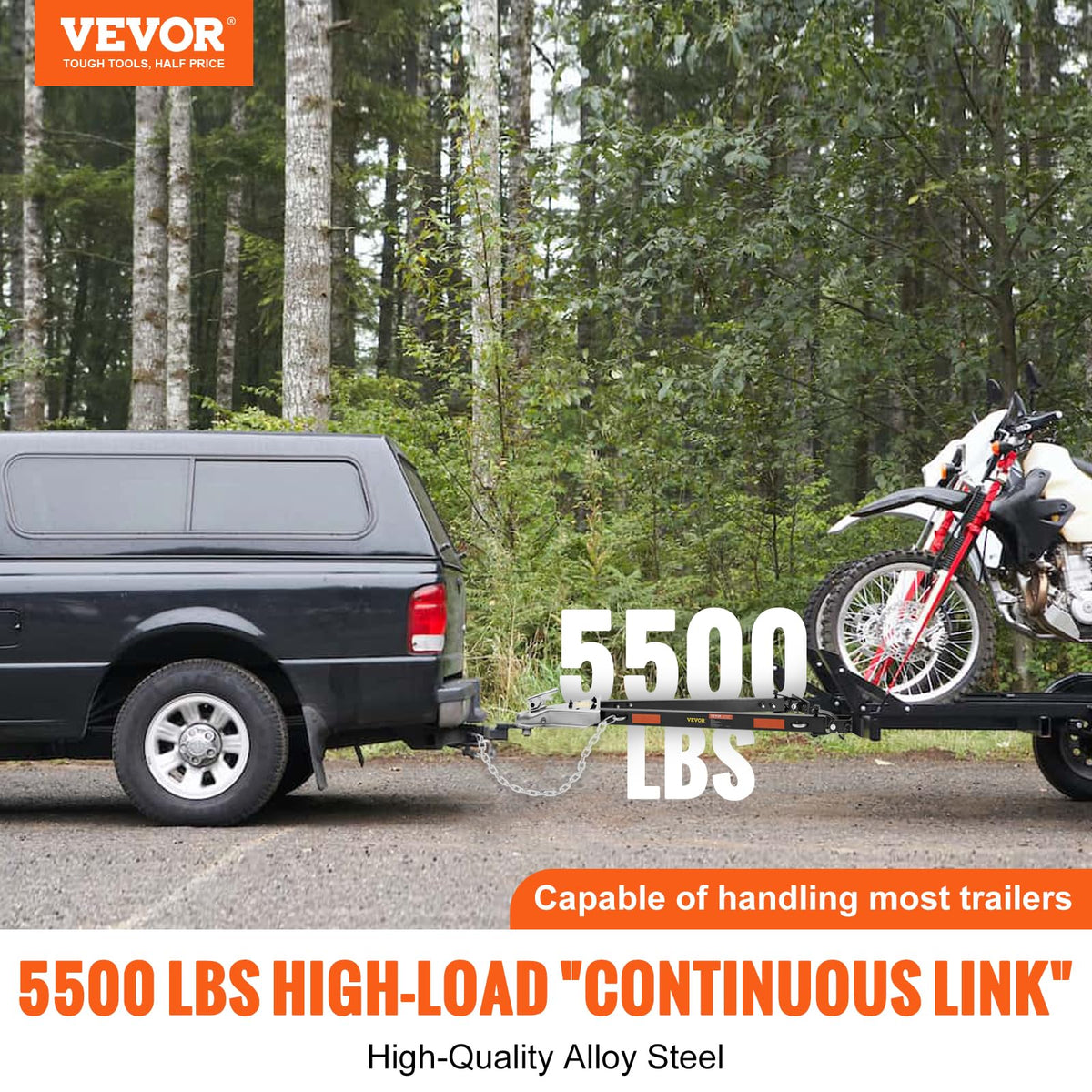 VEVOR tow bar close-up welds highlighting strength and long-lasting durability