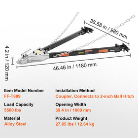 VEVOR tow bar mounted on truck bumper enabling ready-to-tow convenience