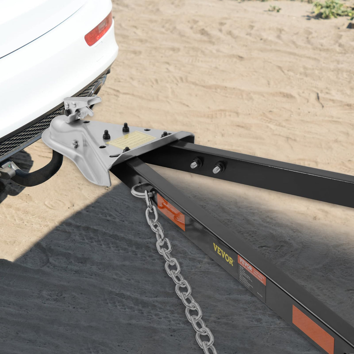 VEVOR tow bar size comparison with ruler for clear scale and fit verification